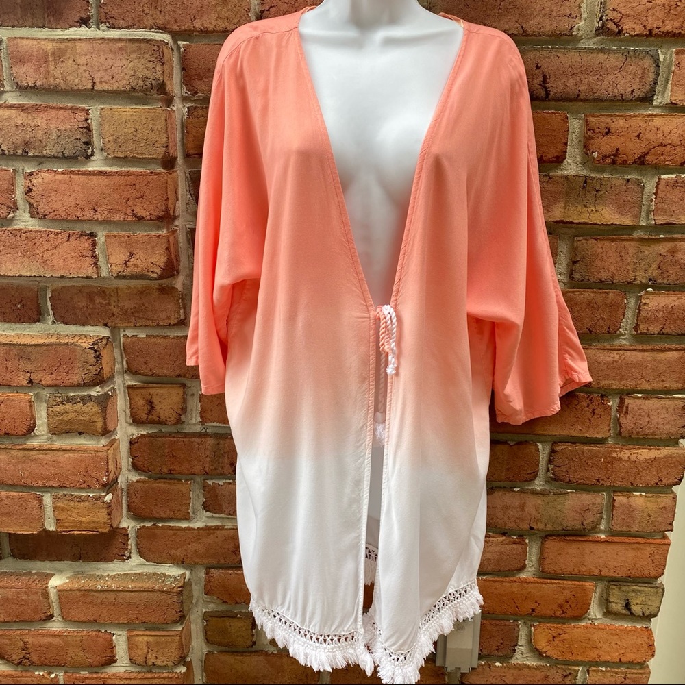 Ombré Peach White Swimsuit Cover-up Kaftan
